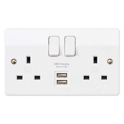 Picture of 13A 2 Gang Switched Socket with Twin USB Outlets