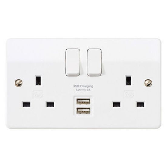 Picture of 13A 2 Gang Switched Socket with Twin USB Outlets