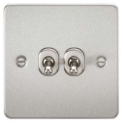 Picture of Flat Plate 10AX 2G 2-Way Toggle Switch - Brushed Chrome