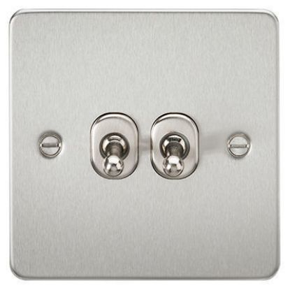 Picture of Flat Plate 10AX 2G 2-Way Toggle Switch - Brushed Chrome