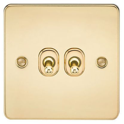 Picture of Flat Plate 10AX 2G 2-Way Toggle Switch - Polished Brass