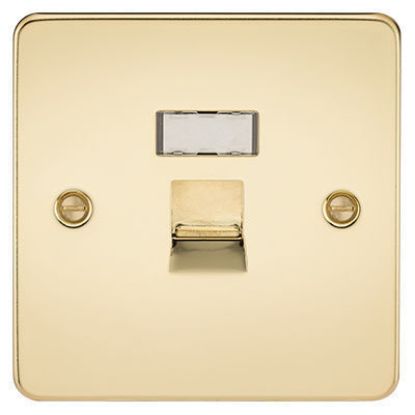 Picture of Flat Plate RJ45 network outlet - polished brass