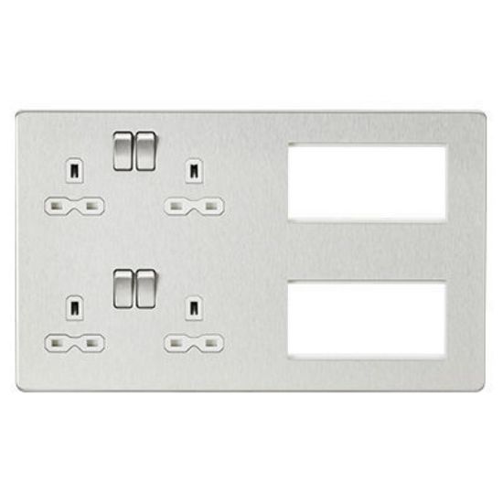 Picture of Screwless Combination Plate - Brushed Chrome with white insert