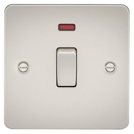 Picture of Flat Plate 20A 1G DP switch with neon - pearl