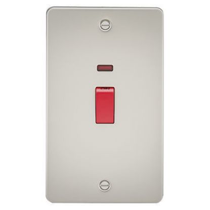 Picture of Flat Plate 45A 2G DP Switch with Neon - Pearl