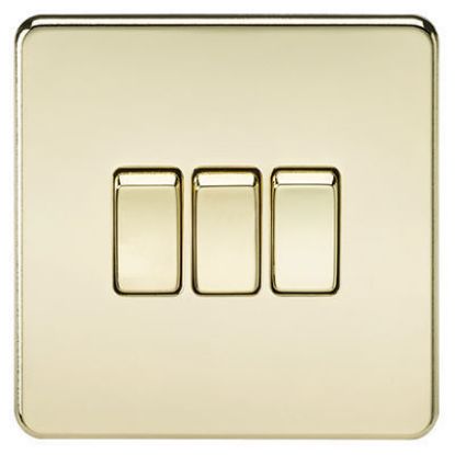 Picture of Screwless 10AX 3G 2-Way Switch - Polished Brass