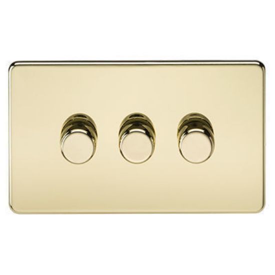 Picture of Screwless 3G 2-Way Dimmer 60-400W - Polished Brass