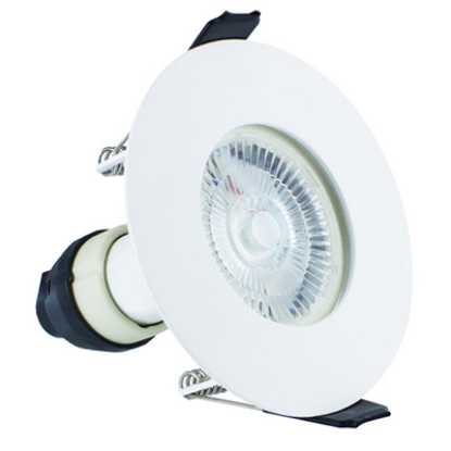 Picture of Evofire Fire Rated Downlight 70mm Cutout IP65 White Round + GU10 Holder - Pack of 4