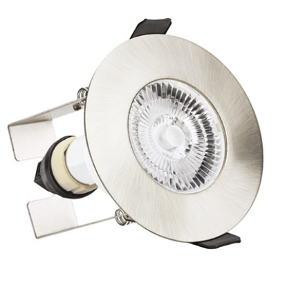 Picture of Evofire Fire Rated Downlight 70mm Cutout IP65 Satin Nickel Round + GU10 Holder & Insulation Guard - Pack of 3