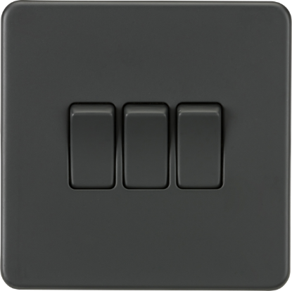 Picture of Screwless 10AX 3G 2-Way Switch - Anthracite